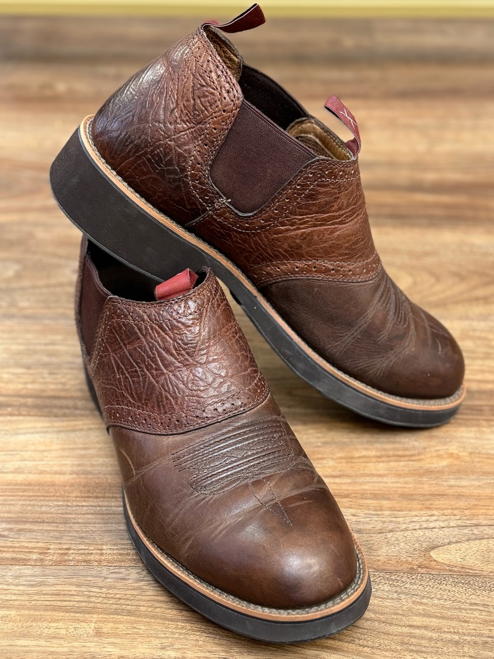 Twisted X Chelsea Ranch Boots Brown Leather Vibram Sole Men’s 11M